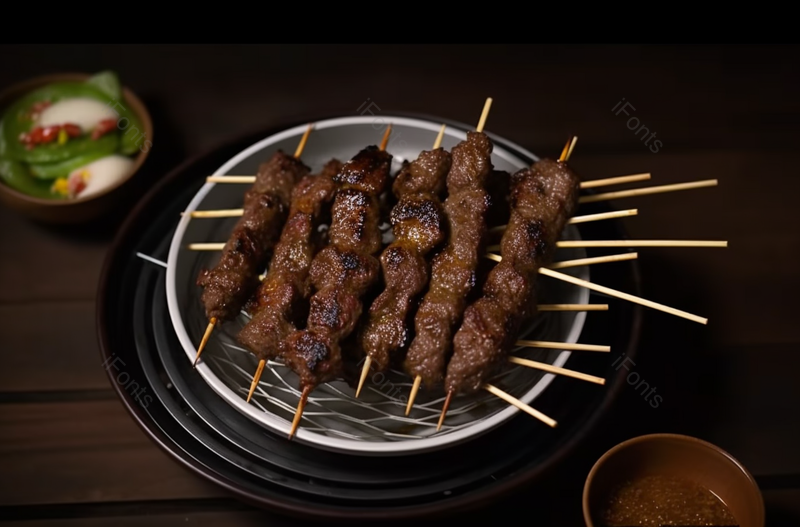 中餐美食新疆烤串大牛肉,高清,摄影图,摄影图片,图片大全,摄影图免费下载